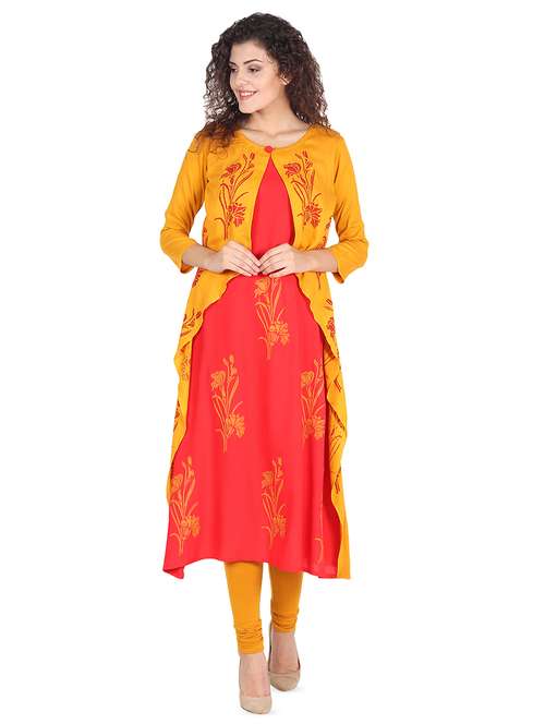 printed layered kurta - 16680229 - Very Small Image - 1