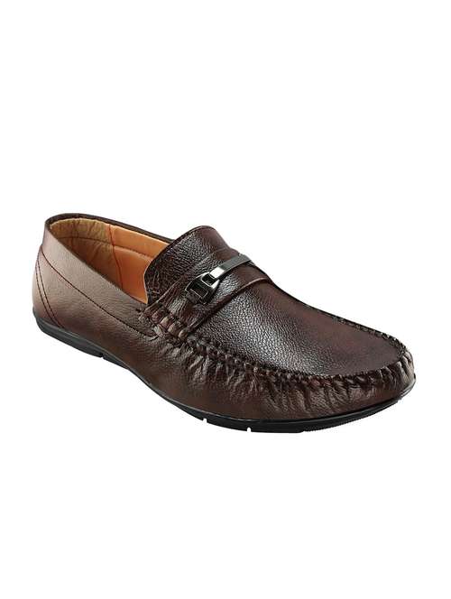 brown leatherette slip on loafers - 16682092 - Very Small Image - 1