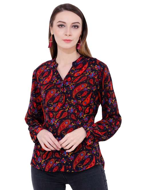 long sleeved paisley asymmetric tunic - 16695770 - Very Small Image - 1