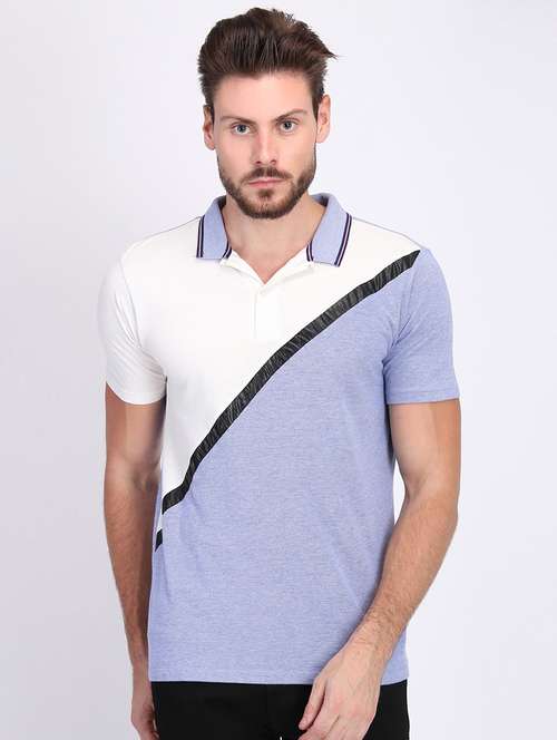 blue color block t-shirt - 16700861 - Very Small Image - 1