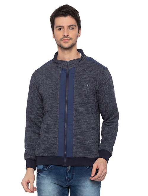grey color block casual jacket - 16714013 - Very Small Image - 1