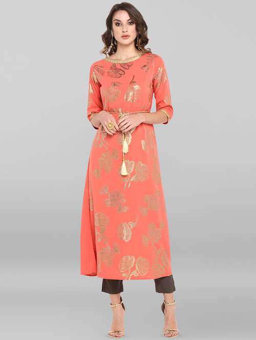 foil print a-line kurta - 16719845 - Very Small Image - 1