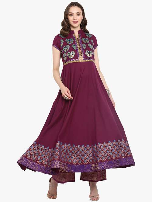 block print anarkali kurta - 16746487 - Very Small Image - 1