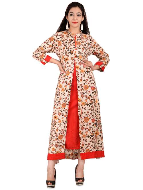 floral print layered kurta - 16754579 - Very Small Image - 1