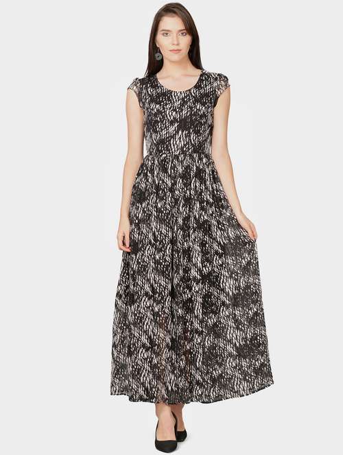 round neck abstract a-line dress - 16754647 - Very Small Image - 1