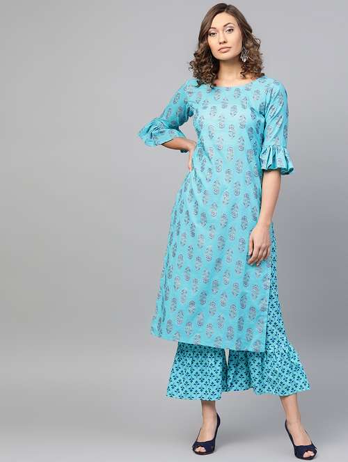 floral kurta palazzo set - 16806552 - Very Small Image - 1