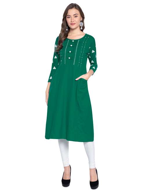embroidered a-line kurta - 16823307 - Very Small Image - 1