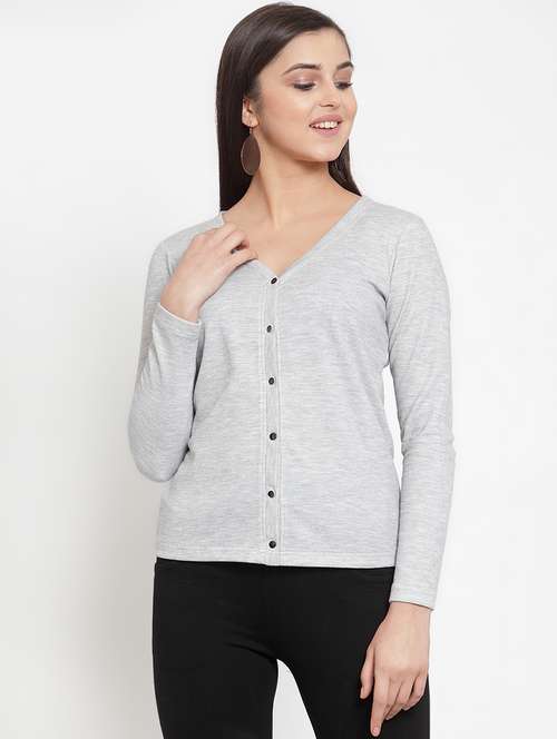 v-neck slate grey cardigan - 16830250 - Very Small Image - 1