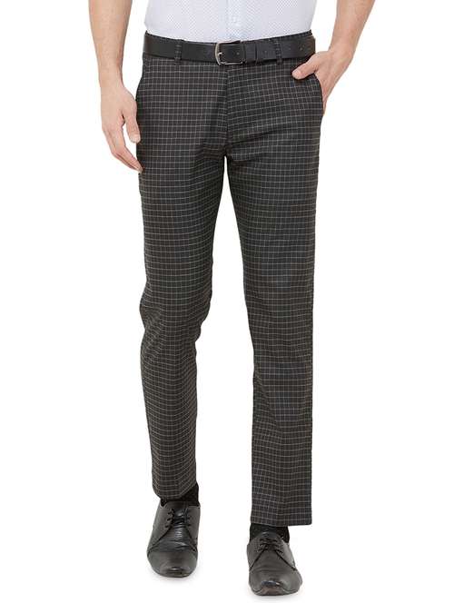 grey checkered flat front formal trouser - 16859173 - Very Small Image - 1