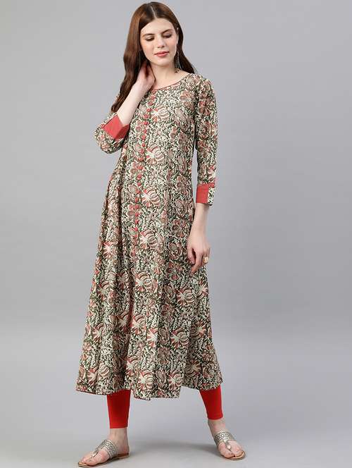 kalamkari flared urta - 16861680 - Very Small Image - 1