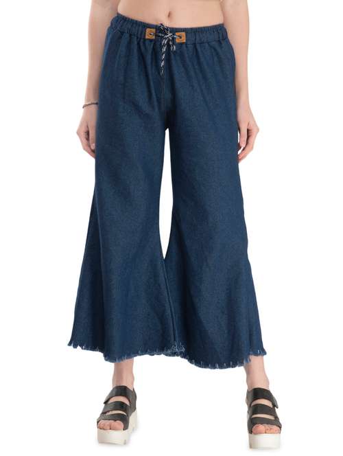 frayed hem wide leg trouser - 16864627 - Very Small Image - 1