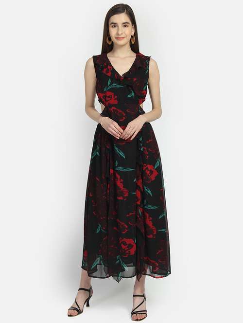 cut out detail floral maxi dress - 16874348 - Very Small Image - 1