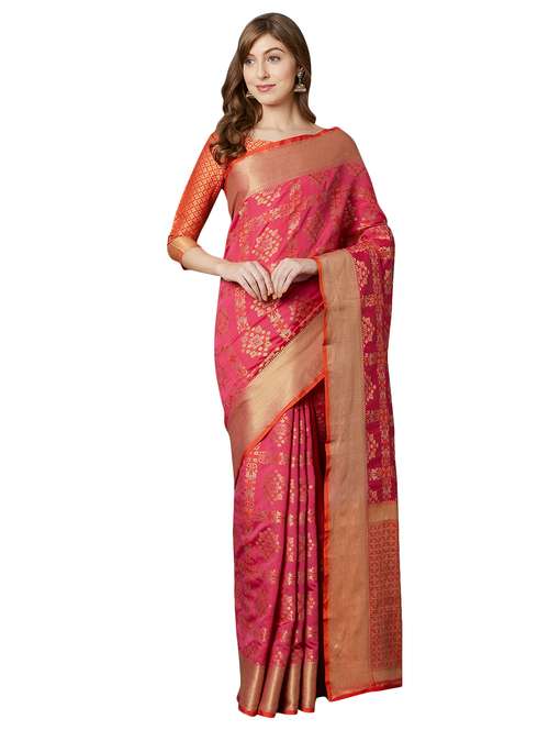 self design kanjivaram saree with blouse - 16906992 - Very Small Image - 1