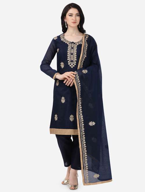 embroidered straight pant unstitched suit - 16917095 - Very Small Image - 1