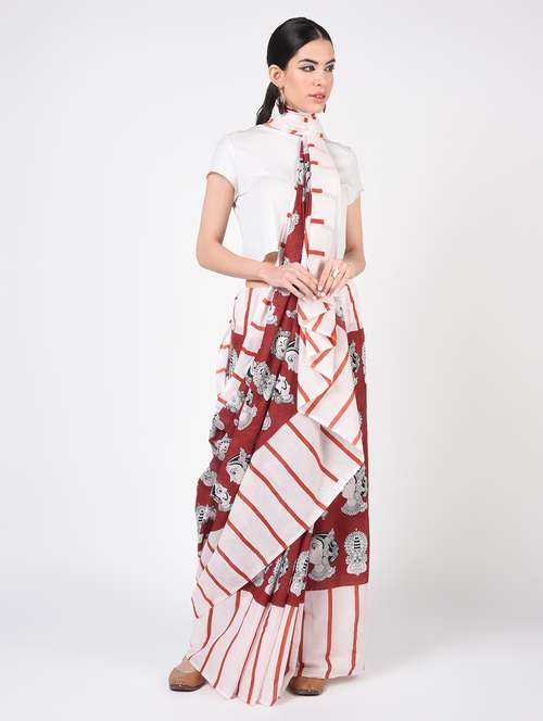 printed woven saree with blouse - 16935025 - Very Small Image - 1
