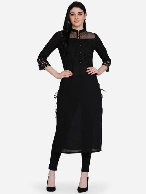 solid straight kurta - 16957347 - Very Small Image - 1