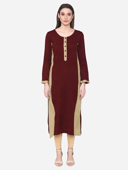 color block straight kurta - 16957916 - Very Small Image - 1