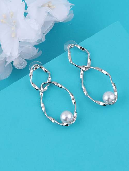 silver metal drop earring - 16979635 - Very Small Image - 1