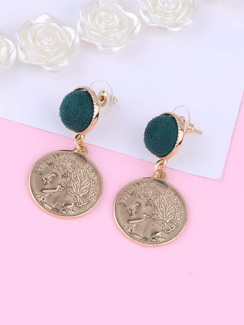gold metal drop earring - 16991838 - Very Small Image - 1