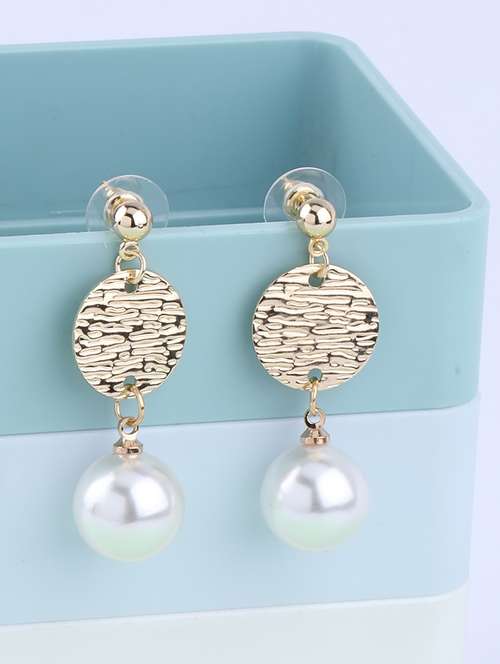 gold metal drop earring - 16994309 - Very Small Image - 1