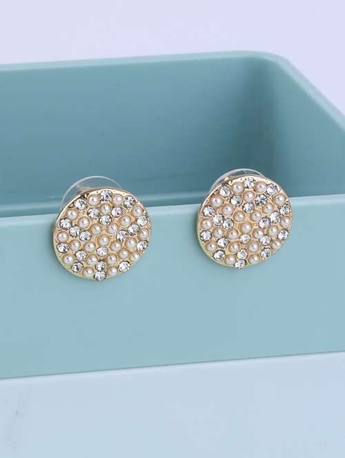 gold metal studs earring - 16995658 - Very Small Image - 1
