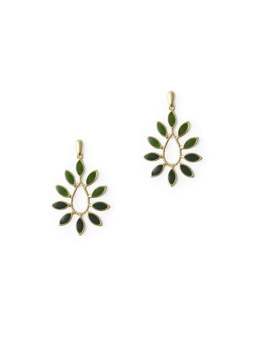 green metal drop earring - 17041069 - Very Small Image - 1
