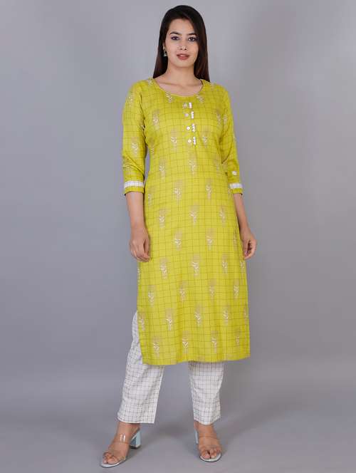 checkered kurta pant set - 17090952 - Very Small Image - 1