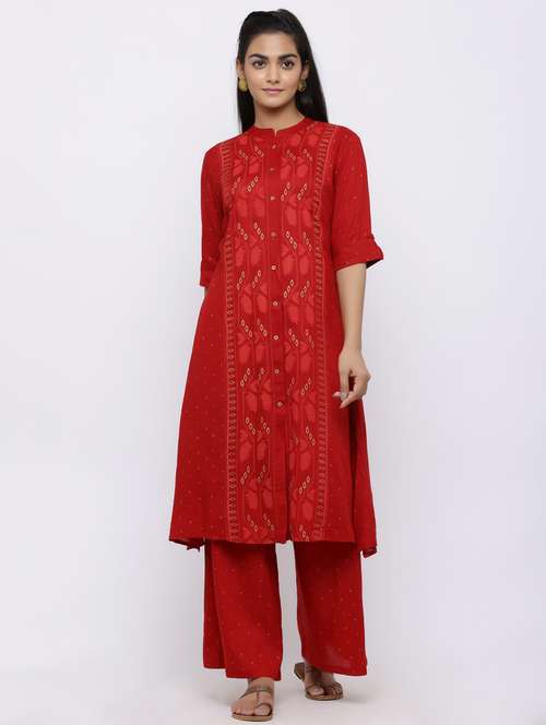 embroidered a-line kurta - 17101872 - Very Small Image - 1