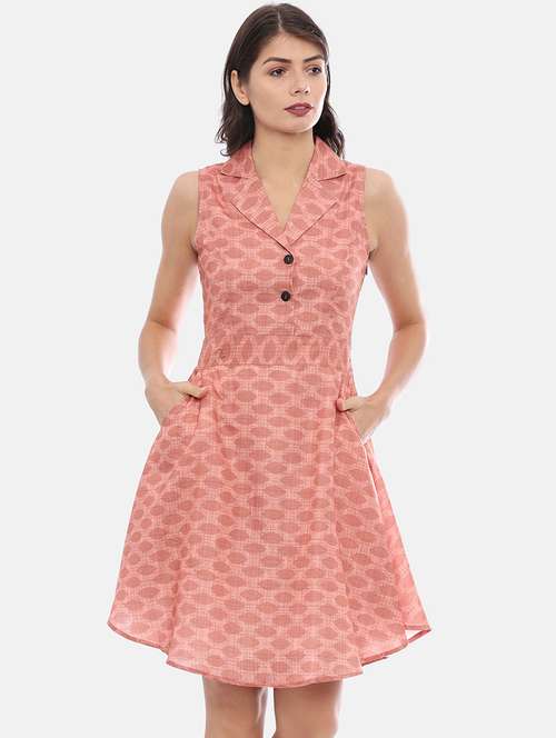 women's fit & flare block print dress - 17107540 - Very Small Image - 1