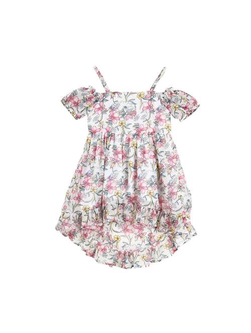 girls square neck short sleeves frock - 17119034 - Very Small Image - 1
