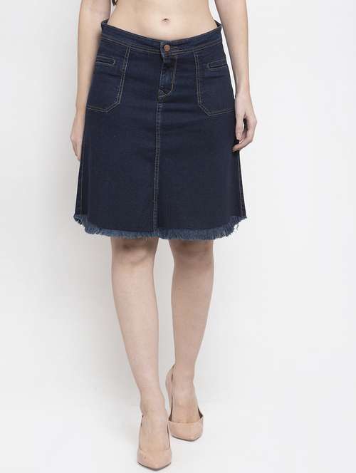 frayed hem denim skirt - 17138780 - Very Small Image - 1