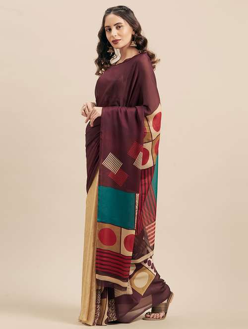 women's printed multi colored saree - 17165947 - Very Small Image - 1