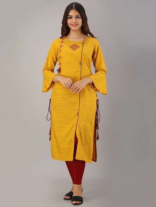 piping embroidered straight kurta - 17170330 - Very Small Image - 1