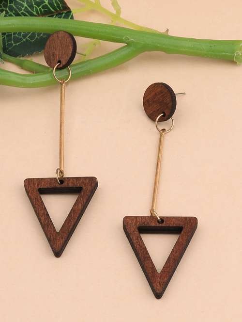 brown metal drop earring - 17194435 - Very Small Image - 1