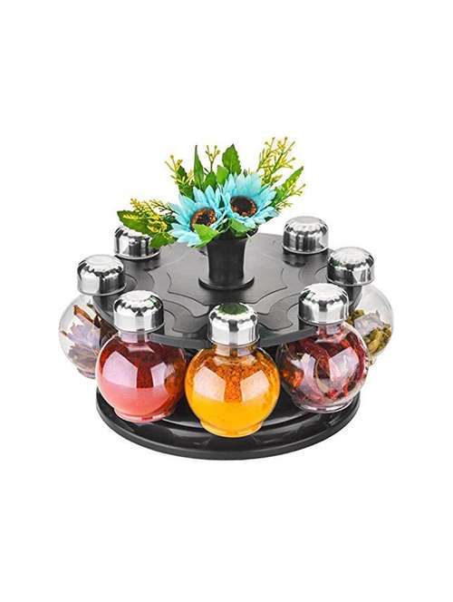 multi purpose 8 pcs revolving round shape transparent spice rack to spice and masala - 17199701 - Very Small Image - 1