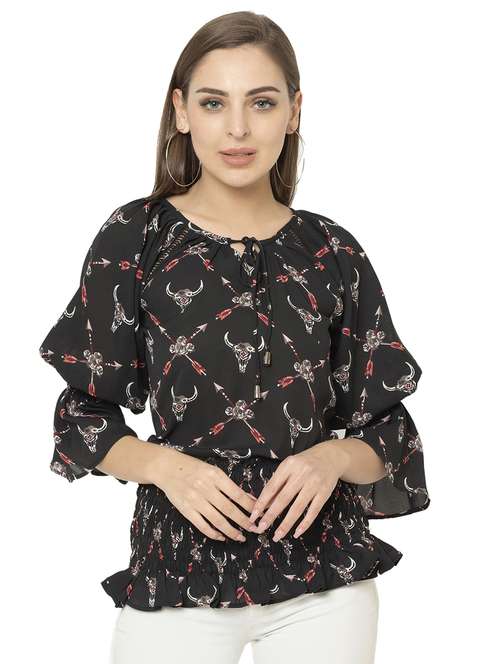 black graphic print regular fit top - 17203164 - Very Small Image - 1