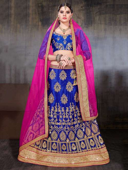 embroidered a-line lehenga - 17205861 - Very Small Image - 1