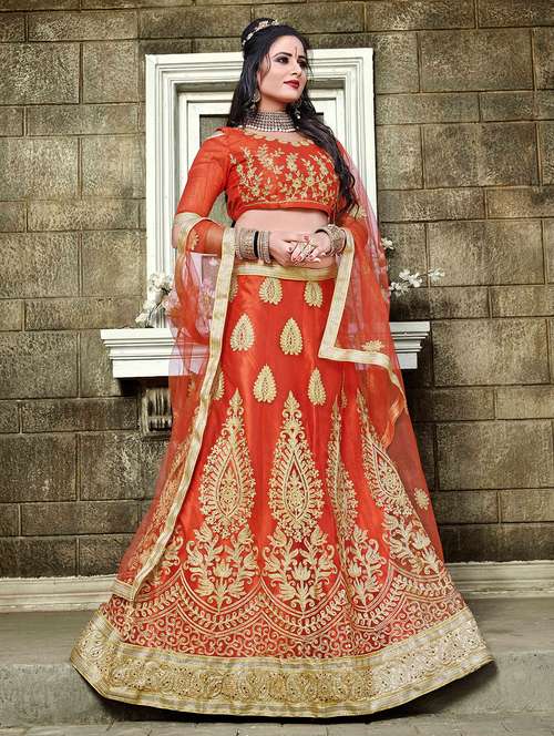embroidered a-line lehenga - 17206005 - Very Small Image - 1
