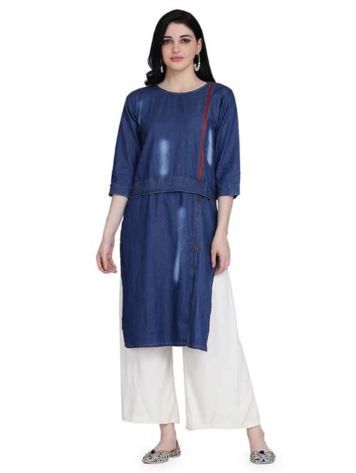 women's straight kurta - 17240836 - Very Small Image - 1
