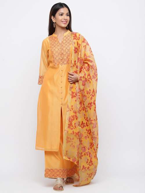 embroidered kurta palazzo set - 17241865 - Very Small Image - 1