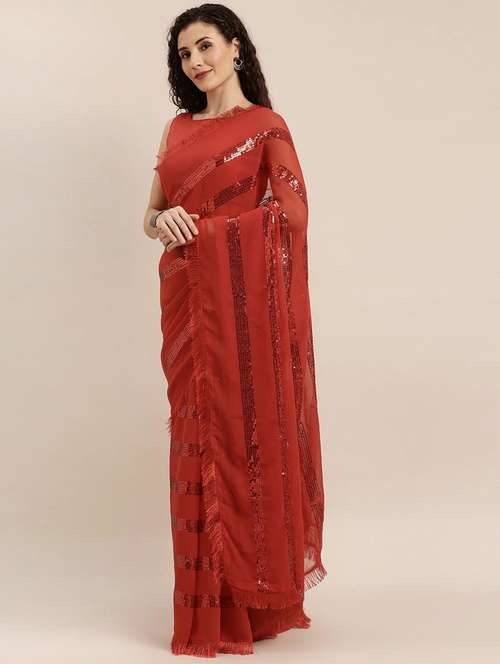 fringes fusion saree with blouse - 17257827 - Very Small Image - 1