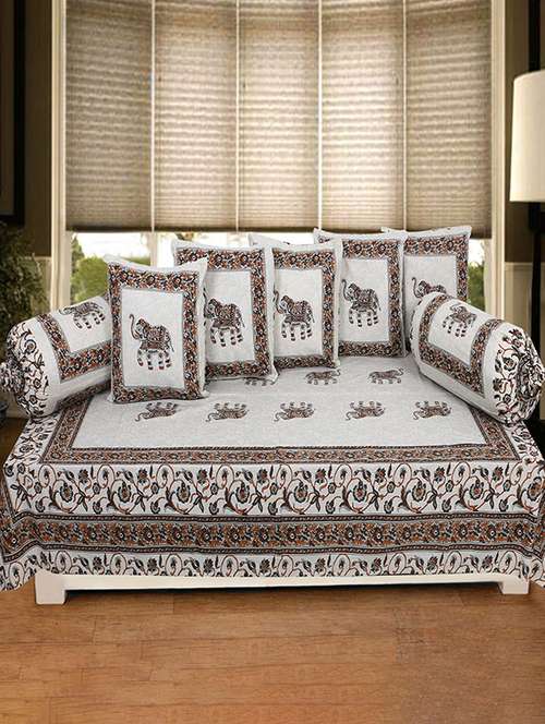 cotton jaipuri print traditional diwan set - 17279716 - Very Small Image - 1