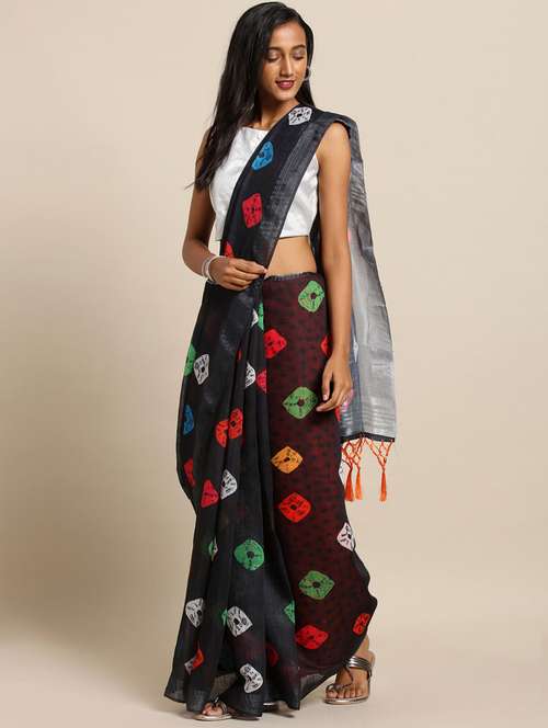 bandhani printed saree with blouse - 17289991 - Very Small Image - 1