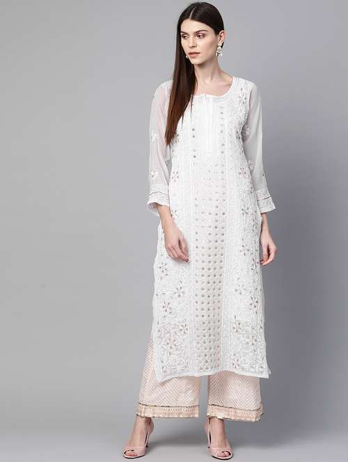 chikankari straight kurta - 17336756 - Very Small Image - 1