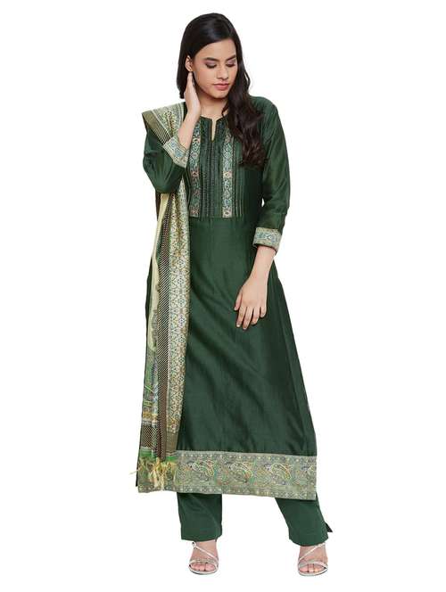 printed unstitched palazzo suit - 17344814 - Very Small Image - 1