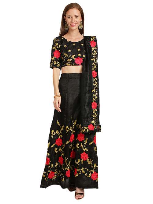 embroidered flared lehenga - 17363995 - Very Small Image - 1