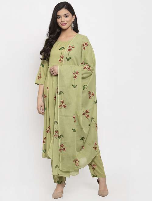floral olive suit set - 17368154 - Very Small Image - 1