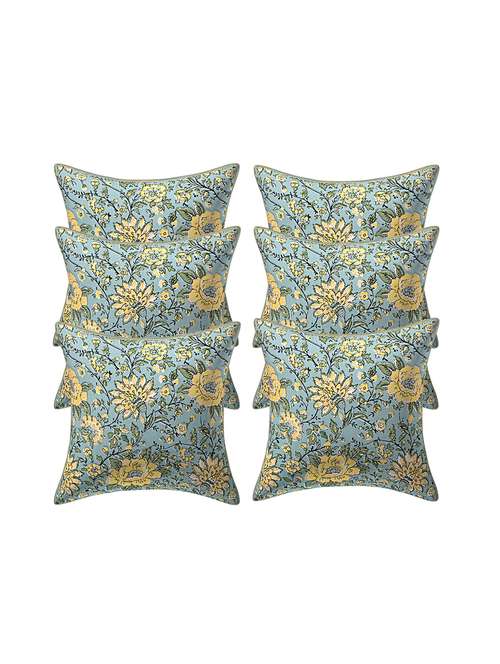 cotton jaipuri hand block print canvas cushion cover(pack of 6) - 17377305 - Very Small Image - 1
