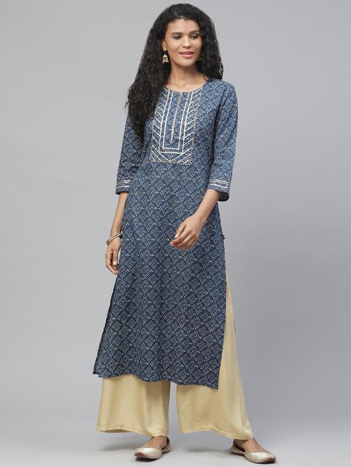 block print straight kurta - 17380749 - Very Small Image - 1