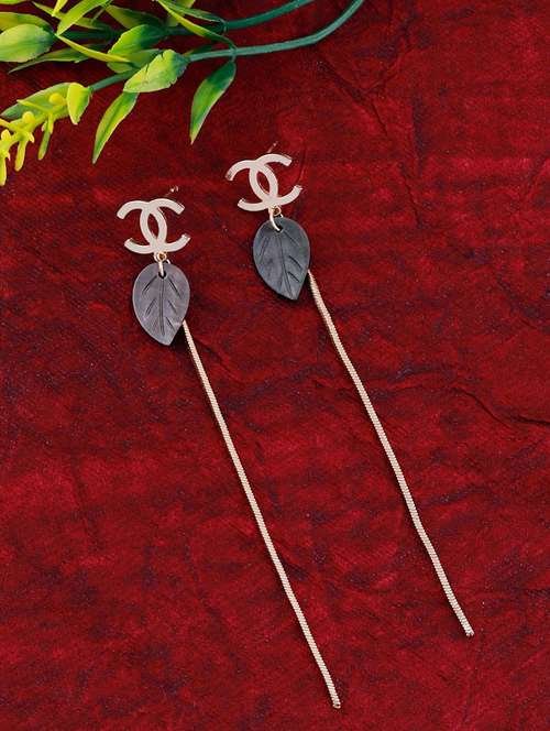 grey metal drop earring - 17393833 - Very Small Image - 1